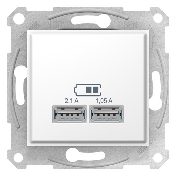 Gniazdo podwójne USB 2,1A  SDN2710221 białe Sedna